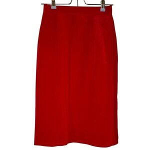 Vintage 90s Red Royal Silk 100% Silk Pencil Skirt Workwear Classic Party Holiday